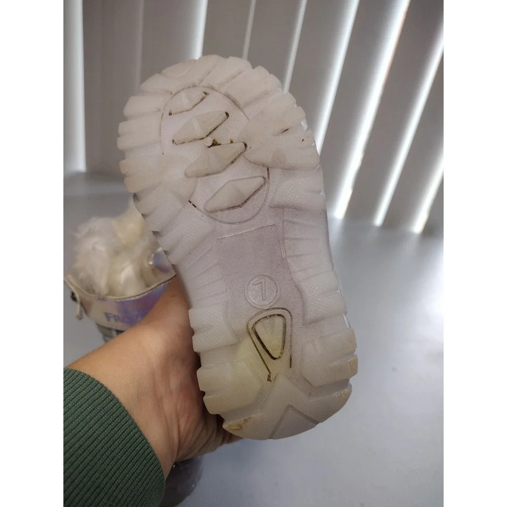 Girls Disney Frozen Winter Snow Boots Size 7 Purple Elsa Anna Warm‎ Lined